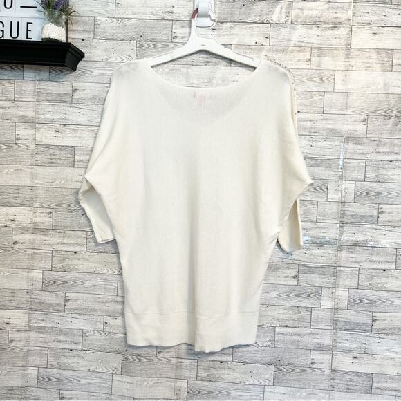 ELLE Off-White Sequined Dolman Sleeve Sweater, M - Picture 7 of 9